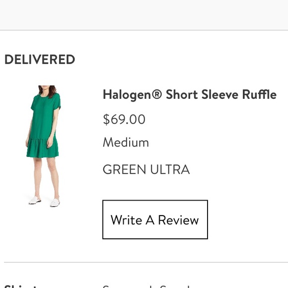 Green Halogen Ruffle Hem Shift Dress, Medium - Picture 7 of 9